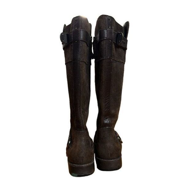 UGG Australia Boots Size 7 Dayle Lodge Brown Oiled Leather Tall Zip Riding - Picture 2 of 9